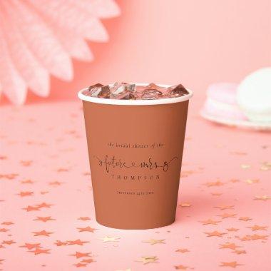 Future Mrs Name Terracotta Bridal Shower Paper Cups