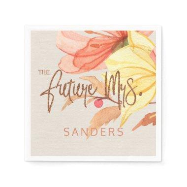 Future mrs orange cream watercolor  napkins