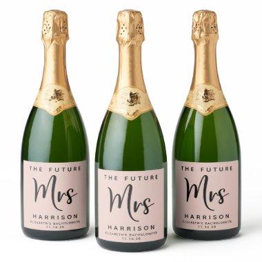 Future Mrs Personalized Blush Pink Bachelorette Sparkling Wine Label