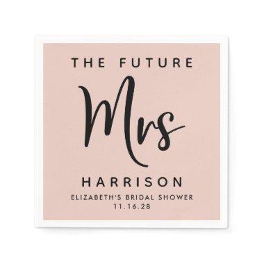 Future Mrs Personalized Blush Pink Bridal Shower Napkins