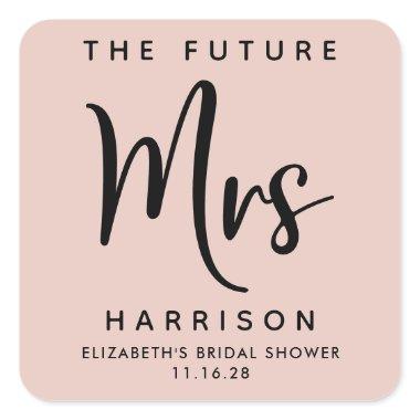 Future Mrs Personalized Blush Pink  Square Sticker