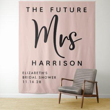 Future Mrs Personalized Blush Pink Bridal Shower Tapestry