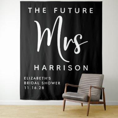 Future Mrs Personalized Bridal Shower Black Tapestry