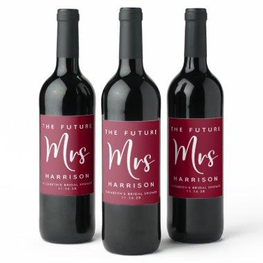 Future Mrs Personalized Burgundy  Wine Label