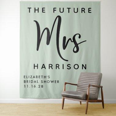 Future Mrs Personalized Sage Bridal Shower Tapestry