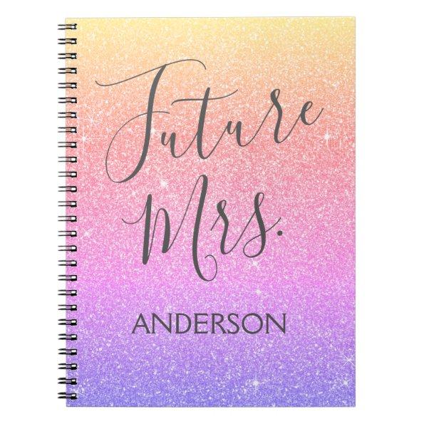 Future Mrs. Pink Purple Sparkle Glitter Notebook