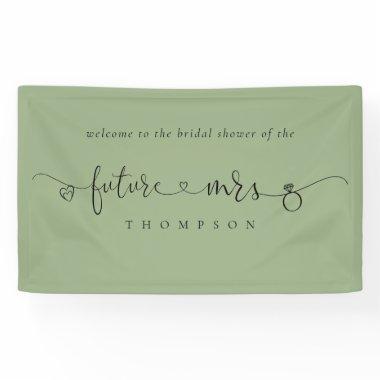 Future Mrs Ring Hearts Sage Green  Banner