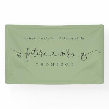 Future Mrs Ring Hearts Sage Green Bridal Shower Banner