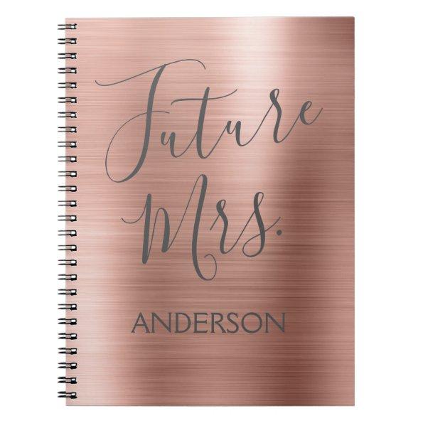 Future Mrs. Rose Gold Pink Bridal Shower Planner Notebook