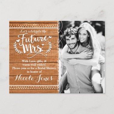 Future Mrs. Rustic Oak Wood Bridal Shower Invitation PostInvitations
