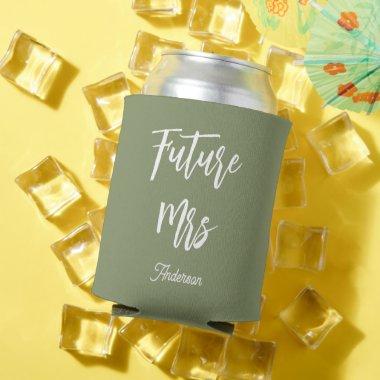 Future Mrs Sage Green White Bride Can Cooler