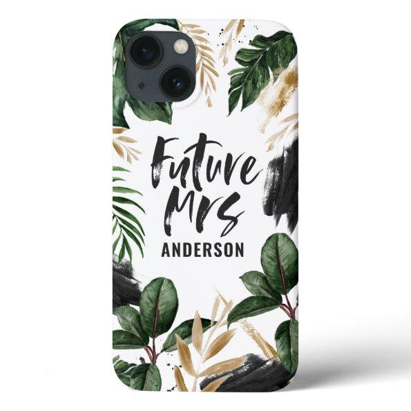 Future Mrs tropical leaf and typography iPhone 13 Case