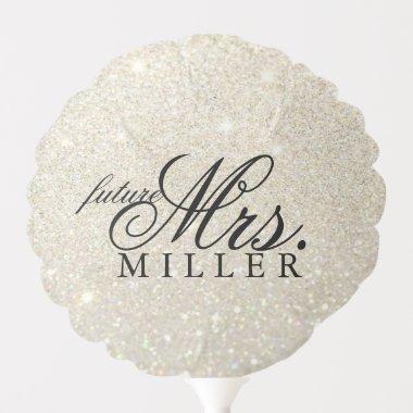 future Mrs White Gold Glitter  Balloon