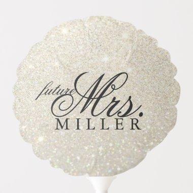 future Mrs White Gold Glitter Bridal Shower Balloon