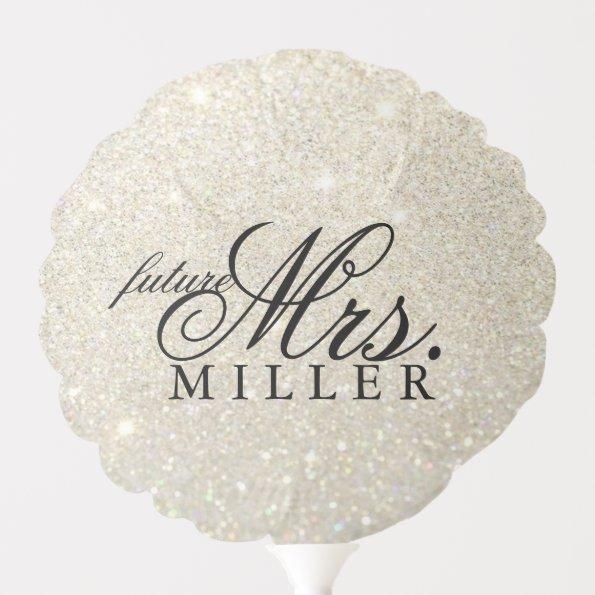 future Mrs White Gold Glitter Bridal Shower Balloon