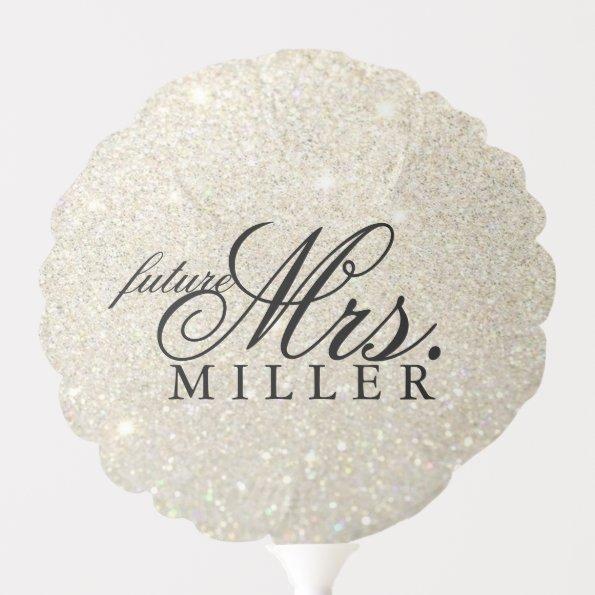 future Mrs White Gold Glitter  Balloon