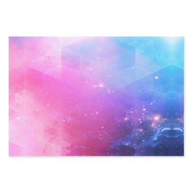 Futuristic Space Pink Blue Ombre Fantasy Wrapping Paper Sheets