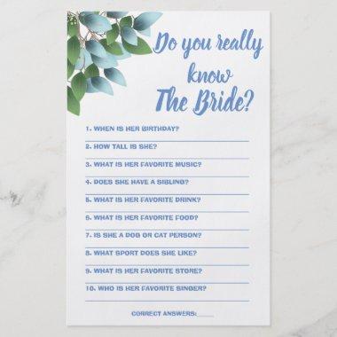 Game Invitations Do you really know The Bride Flyer