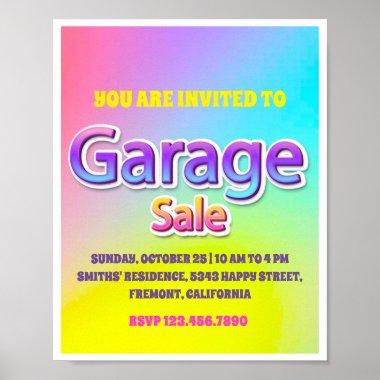 Garage Yard Sale Holograph Rainbow PINK Poster