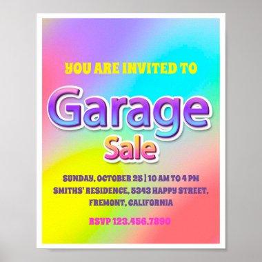 Garage Yard Sale Holograph Rainbow Poster