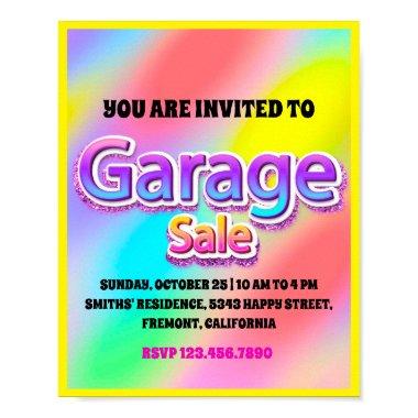 Garage Yard Sale Pink Glitter Holographic Pink Poster