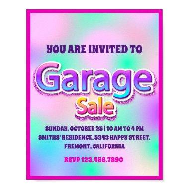 Garage Yard Sale Pink Glitter Holographic Poster