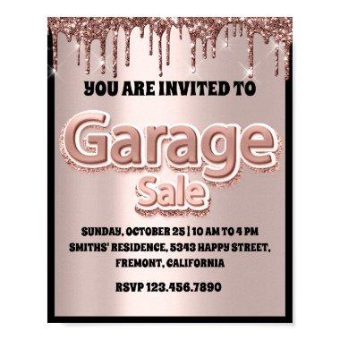 Garage Yard Sale Rose Glitter Blush Drips Poster