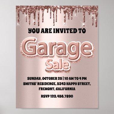Garage Yard Sale Rose Glitter Drips Glam Poster