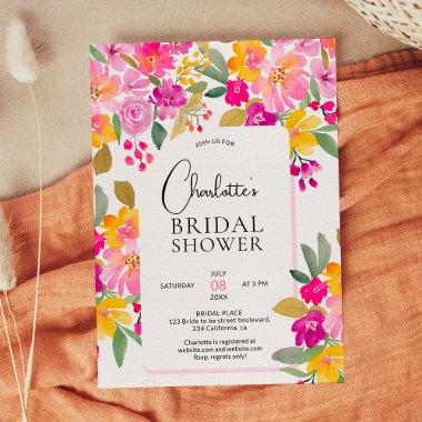 Garden bright floral watercolor bridal shower Invitations