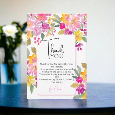 Garden bright floral watercolor bridal shower thank you Invitations