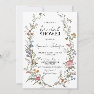Garden Ditsy Floral Wildflower Bridal Shower Invitations