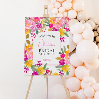 Garden floral watercolor bridal shower welcome foam board