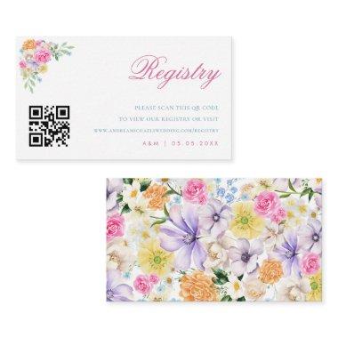 Garden Flowers Bloom Qr Code Wedding Gift Registry Enclosure Invitations