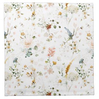 Garden Flowers Botanical Bridal Shower Cloth Napkin
