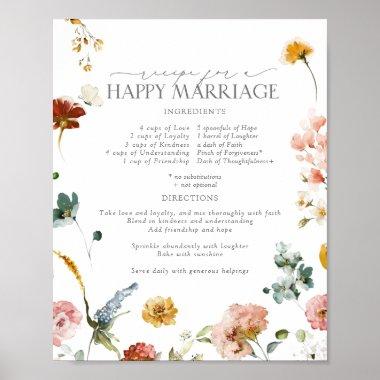 Garden Flowers Recipe for a Happy Marriage Poster