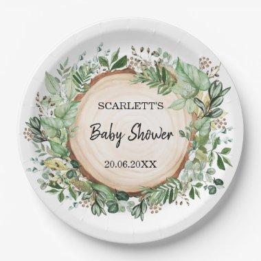Garden Greenery Botanical Forest Baby Shower Party Paper Plates