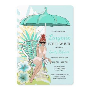 Garden Lingerie Shower Redhead Bride Invitations