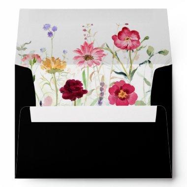 Garden Multicolor Wildflower Wedding  Envelope