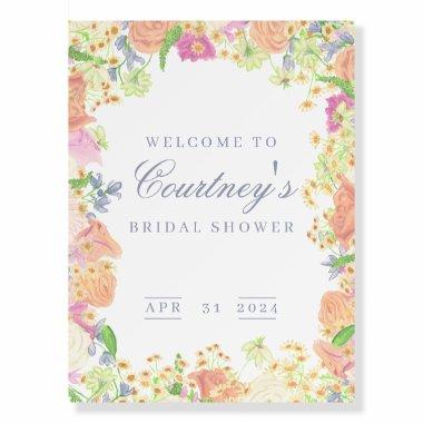 Garden Party Floral Bridal Shower Welcome Foam Board