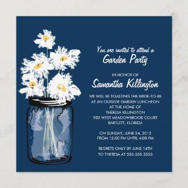 Garden Party Mason Jar & White Daisies Invitations