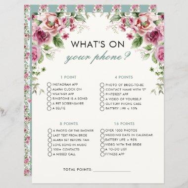 Garden Party What On Your Phone Bridal Shower Game