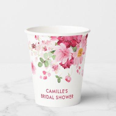 Garden Pink Floral  Paper Cups