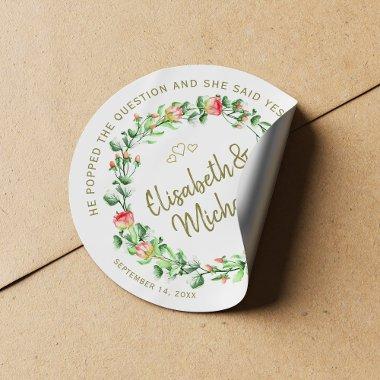 Garden roses wreath modern romantic wedding favor classic round sticker