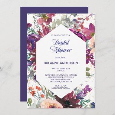 Garden Splash Modern Floral Bridal Shower Invitations