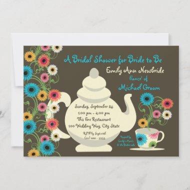 Garden Tea Party Bridal Shower and recipe Invitations