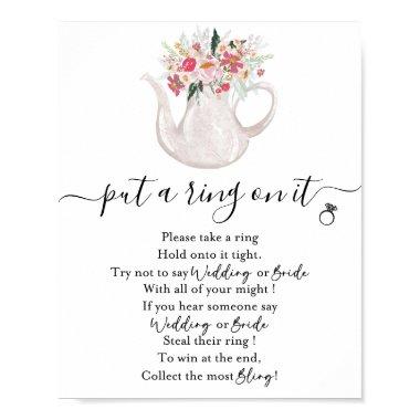 Garden Tea Put a Ring on It Bridal Shower Game Poster