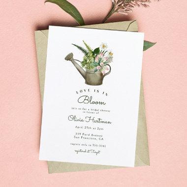 Garden Watering Can Floral Bridal Shower Invitations