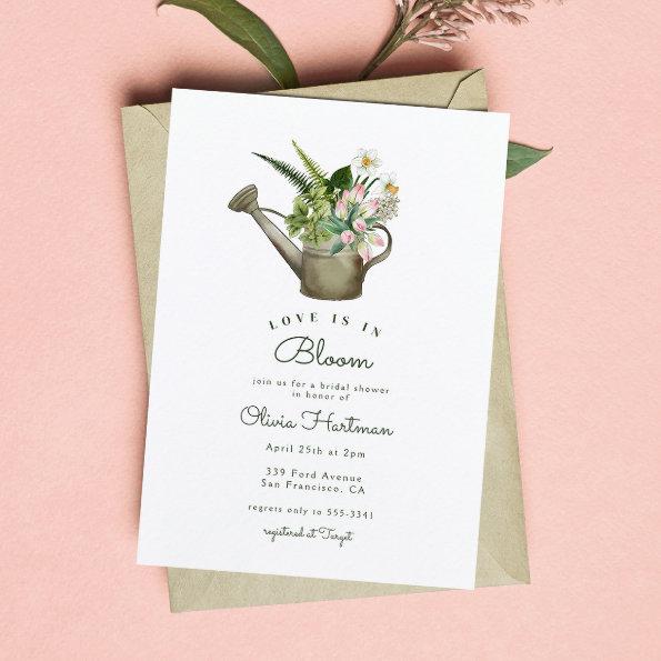 Garden Watering Can Floral Bridal Shower Invitations