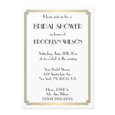 Gatsby Art Deco Gold Bridal Shower Invitations