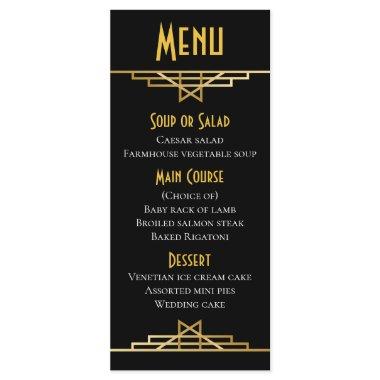 Gatsby Art Deco Menu Black & Gold Wedding Party